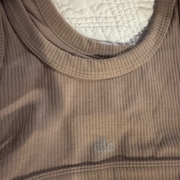 ALO Yoga Ribbed Sports Bra in Taupe - Picture 4 of 6